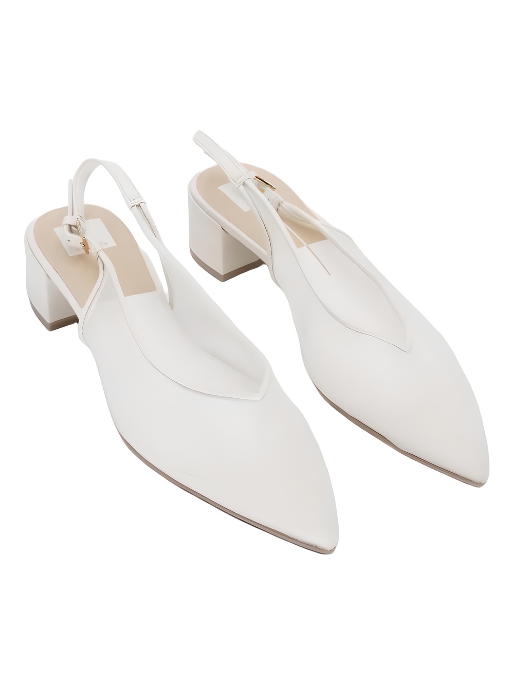 Dolce Vita Cenna Off White Mesh Pointed Toe Slingback 2" Block Heel Size 10M